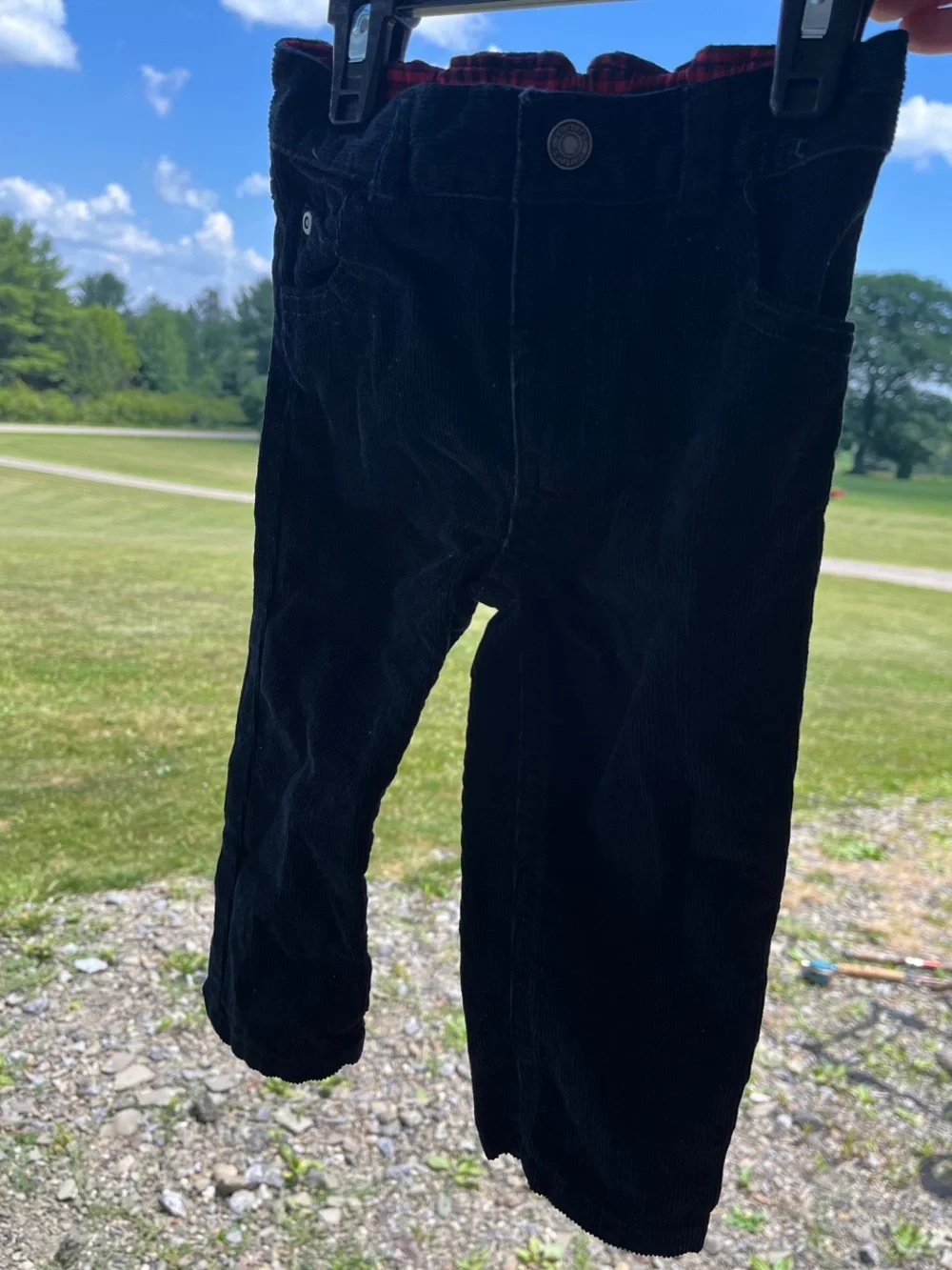 Carter's Black Corduroy Pants with Red Plaid Waistband